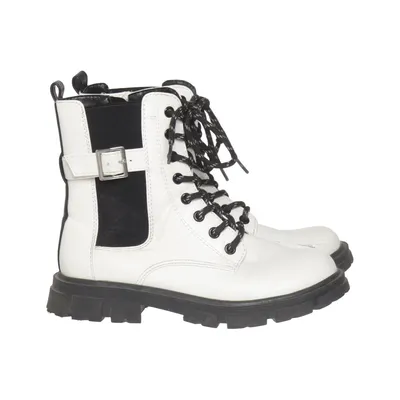 Bottes à lacets (Blanc, Noir) de Friboo Faux cuir