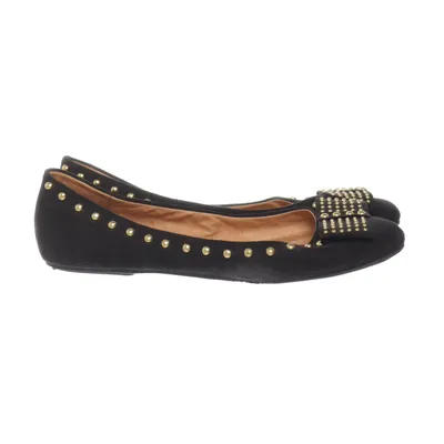 Ballet flats (Black, Gold) from Limelight Suede, Leather