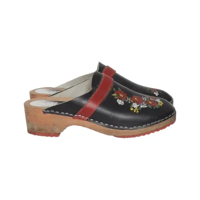 Clogs (Black, Red, Multicolored) from Svensk Fotriktig Trätoffel Leather