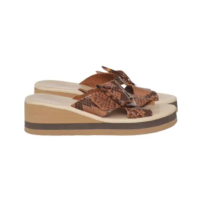 Sleehakken (Bruin, Beige) van Ancient Greek Sandals Leer