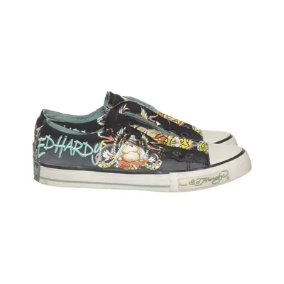 Canvas shoes (Black, Multicolored) from Ed Hardy Cotton