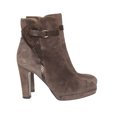 Heeled boots (Brown) from Progetto Leather