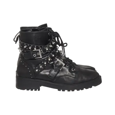 Bottes à lacets (Noir) de Zara Basic Cuir