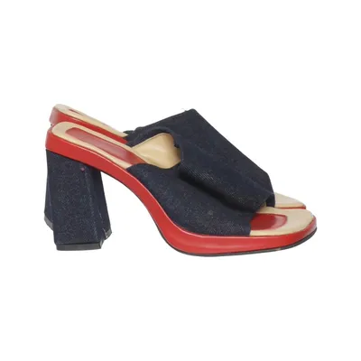 Mules (Blå, Röd, Beige) Skinn