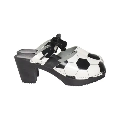 Clogs (Black, White) from Dala Leather