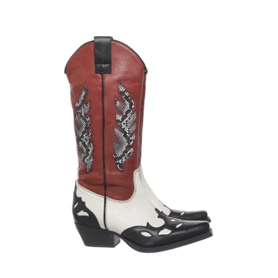 Cowboylaarzen (Wit, Zwart, Rood) van Sacha Leer