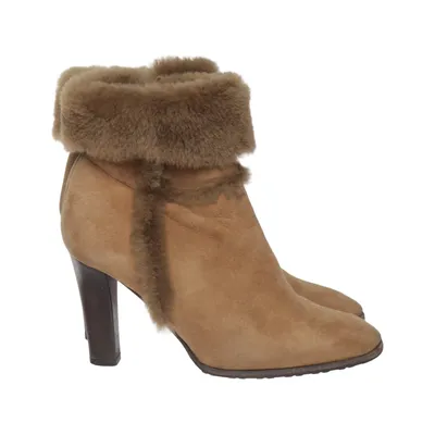 Heeled boots (Brown) from Escada Leather, Fur