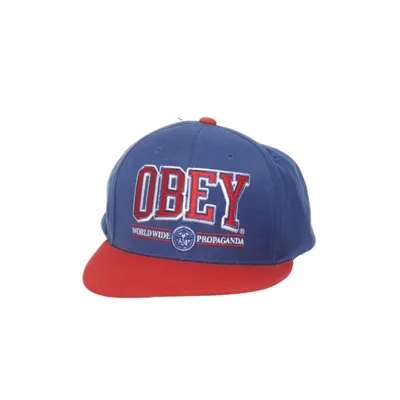 Baseball cap (Blue, Red) from Obey Acrylic, Wool