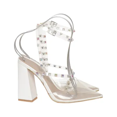 High heel sandals (Beige, White) from Bebo