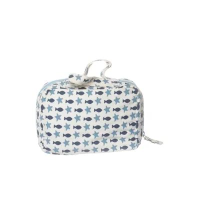Trousse de toilette (Blanc, Bleu) de Aqua Coton, Polyester