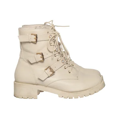 Veterlaarzen (Beige) van Bianco Imitatieleer