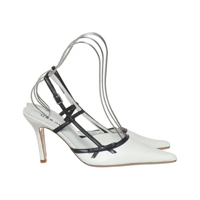 Sandales à talons hauts (Blanc, Noir) de Cuplé Cuir