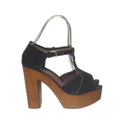 High heel sandals (Black) from Scorett Leather, Suede