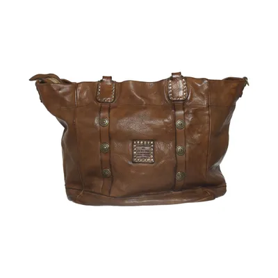 Handbag (Brown) from Campomaggi Cotton, Leather