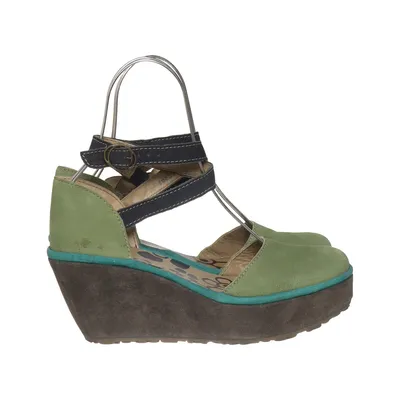 Chaussure compensées (Vert, Marron) de Fly London Cuir