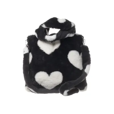 Shoulder-bag (Black, White) from Lindex Faux fur
