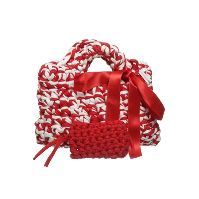 Handväska (Vit, Röd)