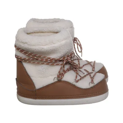 Curling Stiefel (Weiß, Braun) von Charlotte of Sweden Leder