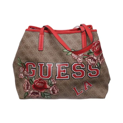 Handbag (Brown, Red, Multicolored) from Guess Polyester, Polyurethane