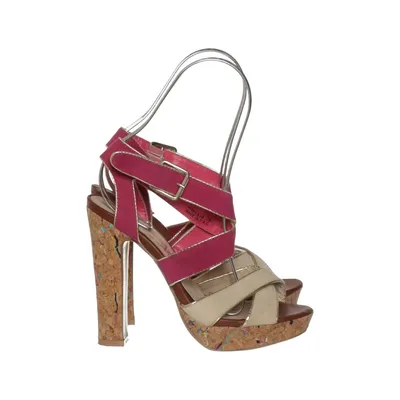 High heel sandals (Pink, Beige, Multicolored) from Farasion Leather