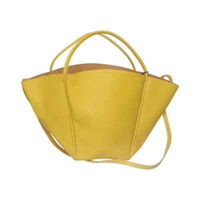 Handbag (Yellow) from Massimo Dutti Leather, Polyester