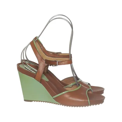 Chaussure compensées (Marron, Vert) de Zinda Cuir