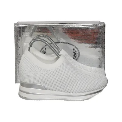 Chaussures d'été en toile (Blanc, Argent) de Mellisa