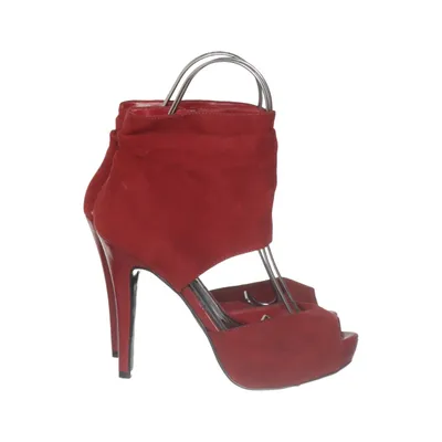 Heeled boots (Red) from Love Label Faux leather, Faux suede