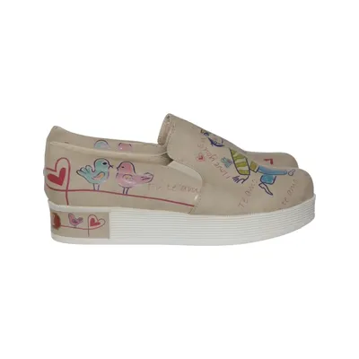 Slip-ons (Beige, Multicolored) from Goby Leather
