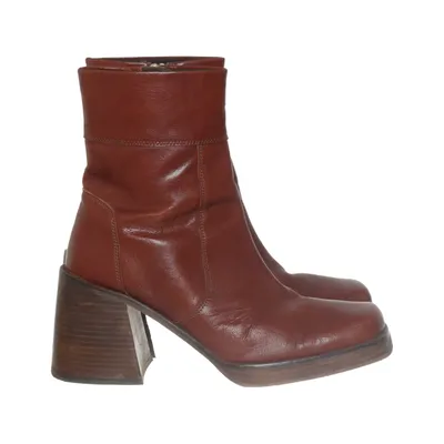 Heeled boots (Brown) from ASOS Design Leather