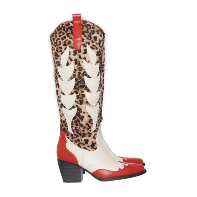 Cowboyboots (Röd, Vit, Brun) från Lucky Shoes
