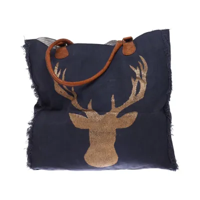 Canvas tas (Blauw, Bruin) van Loberon Katoen, Leer