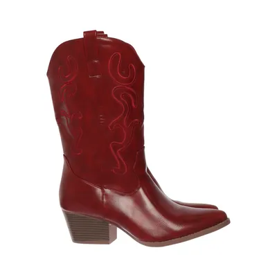 Bottes de cow-boy (Rouge) Faux cuir