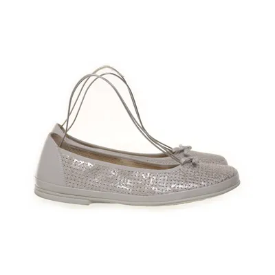 Ballet flats (Beige, Silver) from Helvesko Leather