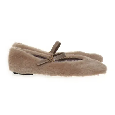 Ballerines (Beige) de Zara Faux cuir, Fausse fourrure