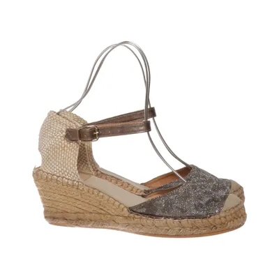 Chaussure compensées (Beige, Or) de Vidorreta Cuir