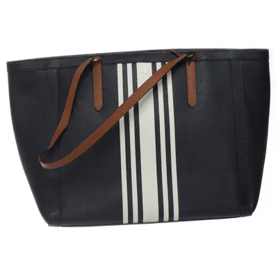 Handbag (Blue, White, Brown) from Lauren Ralph Lauren Leather, Polyester