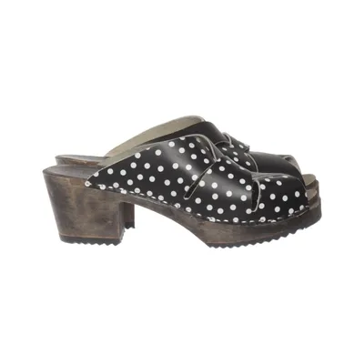 Clogs (Black, White) from Dala Leather