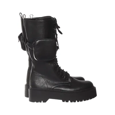 Veterlaarzen (Zwart) van Ideal Shoes Leer
