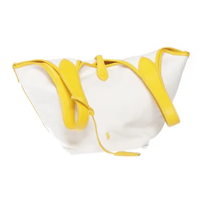 Handväska (Vit, Gul) från Ralph Lauren Bomull, Skinn