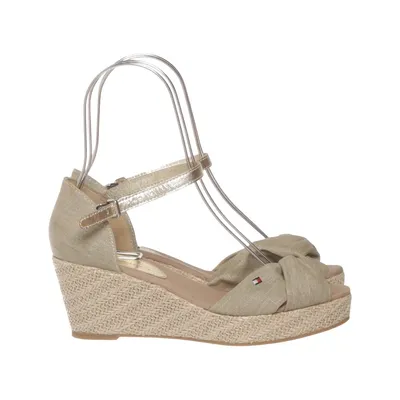 Sleehakken (Beige) van Tommy Hilfiger Katoen, Leer