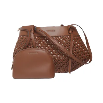 Axelremsväska (Brun) från Charles & Keith Bomull, Polyester, Polyuretan