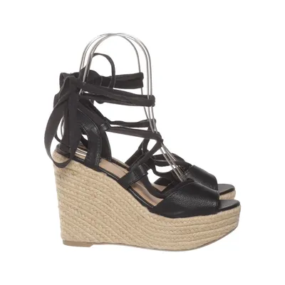 Wedges (Black, Beige) from Wild Diva Faux leather, Hemp