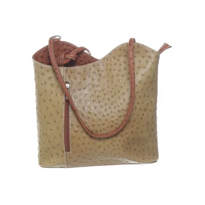 Handbag (Green, Brown) from Genuine Leather
