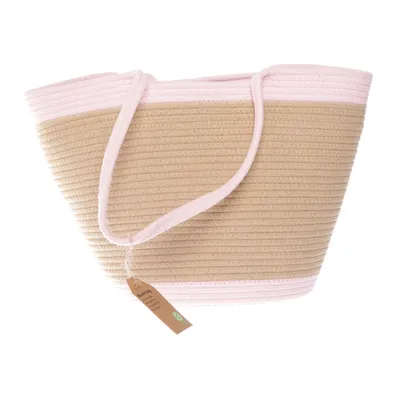 Strandväska (Rosa, Beige) från Rusta Polyester, Återvunnen bomull