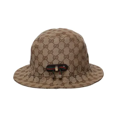 Bucket hat (Beige, Brown) from Gucci Cotton, Elastane, Leather, Nylon, Polyester