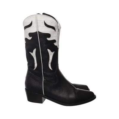 Cowboyboots (Svart, Vit) Skinn