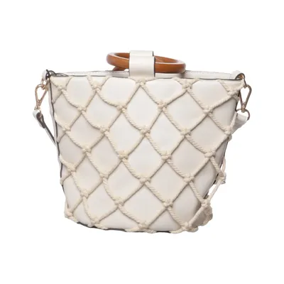 Skuldertaske (Hvid) fra Mango Bomuld, Linned, Polyester, Polyurethan