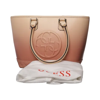 Handbag (Beige, Pink) from Guess Polyester, Polyurethane