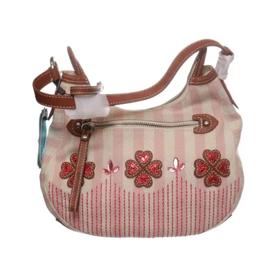Sac à bandoulière (Rose, Blanc, Marron) de Leontine Hagoort Coton, Cuir